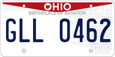 OH license plate GLL0462