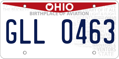 OH license plate GLL0463