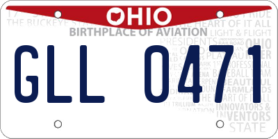 OH license plate GLL0471