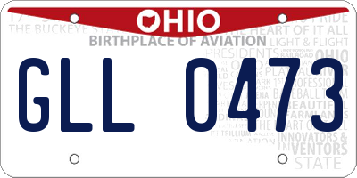 OH license plate GLL0473