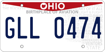 OH license plate GLL0474