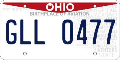 OH license plate GLL0477