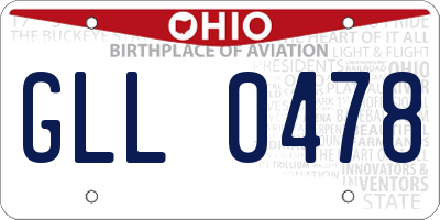 OH license plate GLL0478
