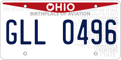 OH license plate GLL0496