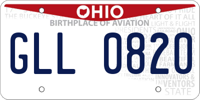 OH license plate GLL0820