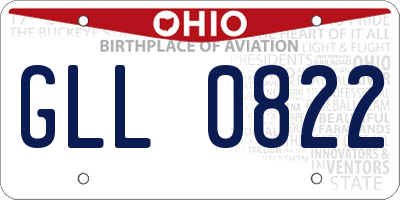 OH license plate GLL0822