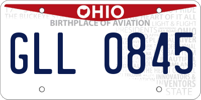 OH license plate GLL0845
