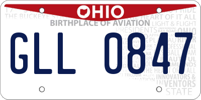 OH license plate GLL0847