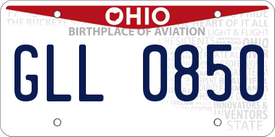 OH license plate GLL0850