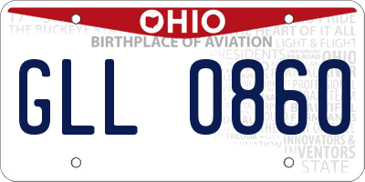 OH license plate GLL0860