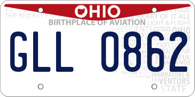 OH license plate GLL0862