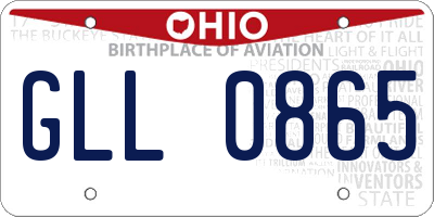 OH license plate GLL0865