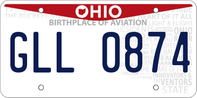 OH license plate GLL0874