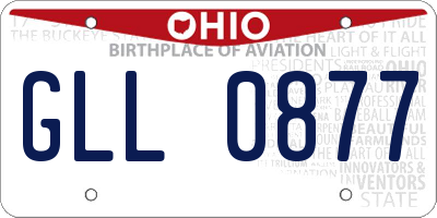 OH license plate GLL0877