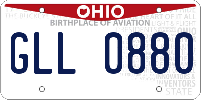 OH license plate GLL0880