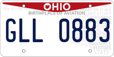 OH license plate GLL0883