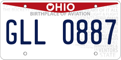 OH license plate GLL0887