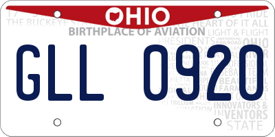 OH license plate GLL0920