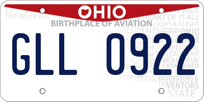 OH license plate GLL0922