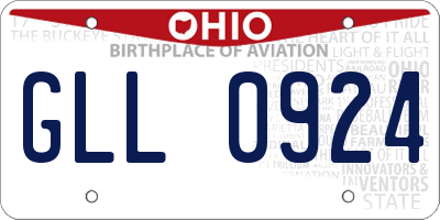 OH license plate GLL0924