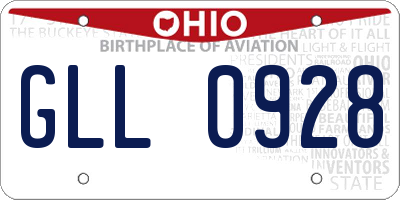 OH license plate GLL0928