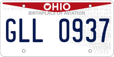 OH license plate GLL0937