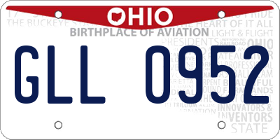 OH license plate GLL0952