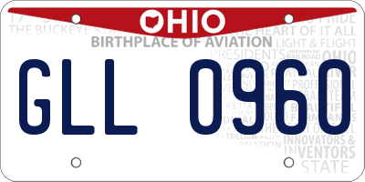 OH license plate GLL0960