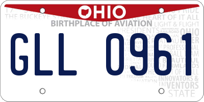 OH license plate GLL0961