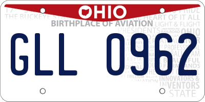 OH license plate GLL0962