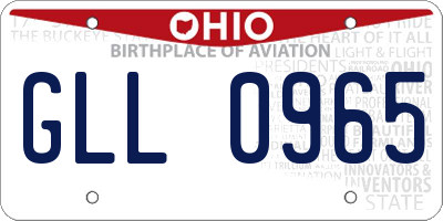 OH license plate GLL0965