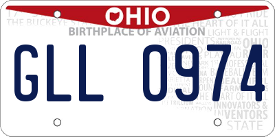 OH license plate GLL0974