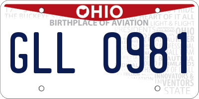 OH license plate GLL0981