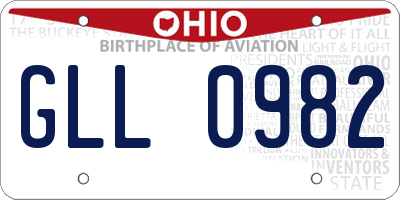 OH license plate GLL0982