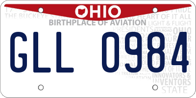 OH license plate GLL0984