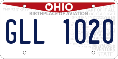 OH license plate GLL1020