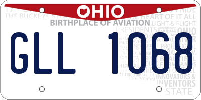 OH license plate GLL1068