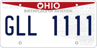 OH license plate GLL1111