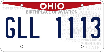 OH license plate GLL1113