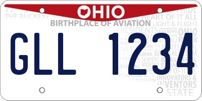 OH license plate GLL1234