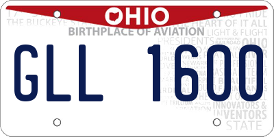 OH license plate GLL1600