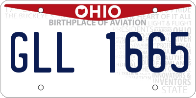 OH license plate GLL1665