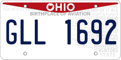 OH license plate GLL1692