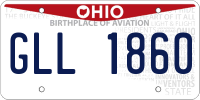 OH license plate GLL1860