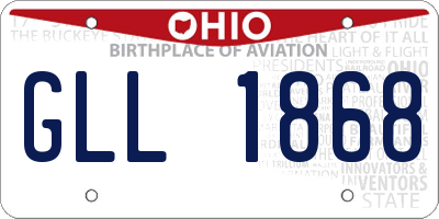 OH license plate GLL1868