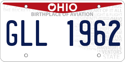 OH license plate GLL1962