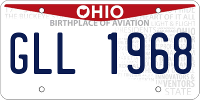OH license plate GLL1968