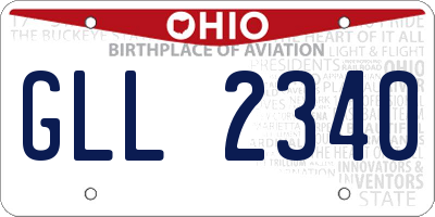 OH license plate GLL2340