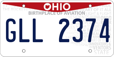 OH license plate GLL2374
