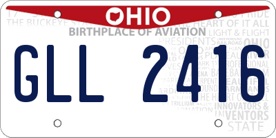 OH license plate GLL2416